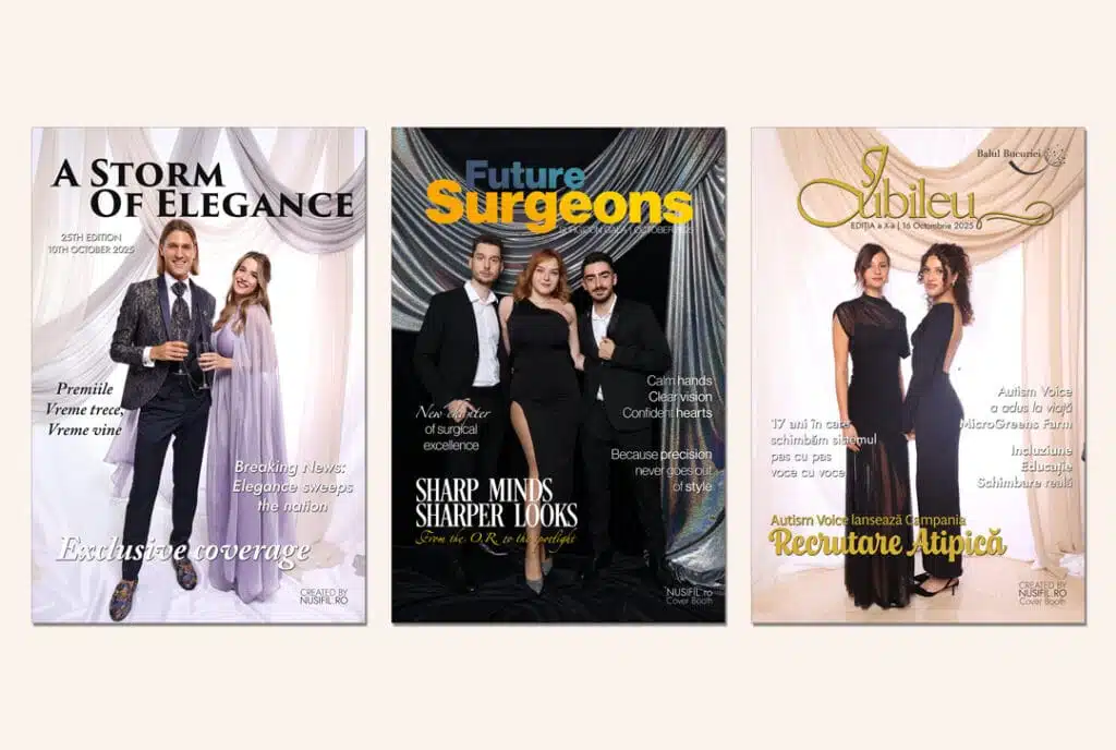 Coperți de revistă personalizate create cu Nusifil Magazine Cover Booth
